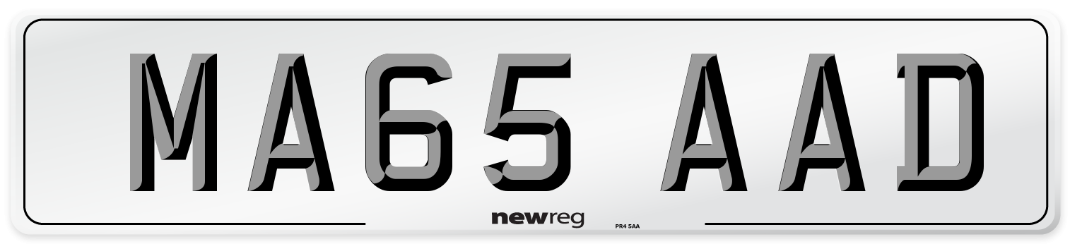 MA65 AAD Number Plate from New Reg